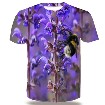 UNEY de Albine Camasa Pentru Barbati Animal NE Dimensiune Tricou 3D Topuri Model Floral Violet Teuri Miere Vopsea Maneci Scurte