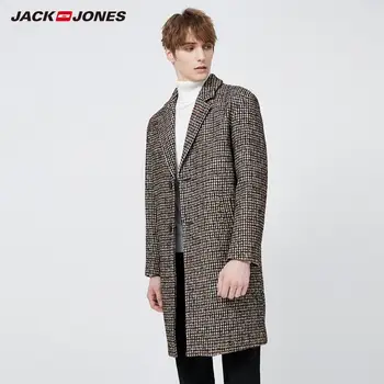 JackJones Barbati Regular fit Afaceri Carouri Mid-lungime Rever Guler Lână Palton| 219327508