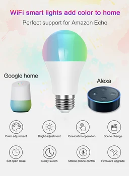 Smart Lamp 11W E27 B22 Smart Home Wireless WiFi LED RGB Bec Suport Alexa Google Acasa LED Dimming Bec Smart wi-fi Estompat Bec