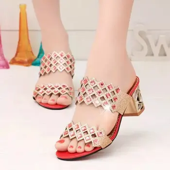 2020 Fierbinte de Vară de Moda Elegant pentru Femei Pantofi Casual cu o Grosime de Sandale Peep-toe Pantofi de Plaja si la Mijlocul Toc Luminoase de Aur, 4 de Argint de Culoare
