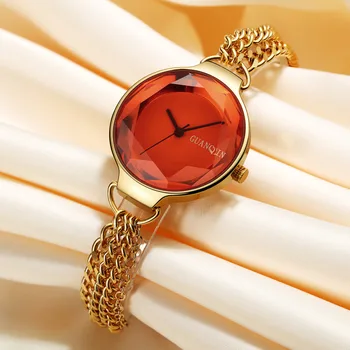 GUANQIN Ceasuri Brățară Ceas Sapphire Doamnelor Aur Ceasuri de mana pentru Femei din Oțel Inoxidabil Ceas de sex Feminin Impermeabil reloj mujer