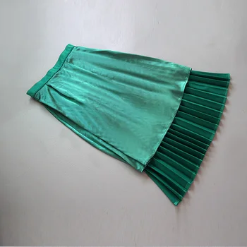 2020 Nou Stil Coreean Fusta Plisata Femei Casual Toamna Iarna Elastic Talie Mare Verde Negru Birou Doamnă Fusta Midi