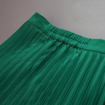 2020 Nou Stil Coreean Fusta Plisata Femei Casual Toamna Iarna Elastic Talie Mare Verde Negru Birou Doamnă Fusta Midi