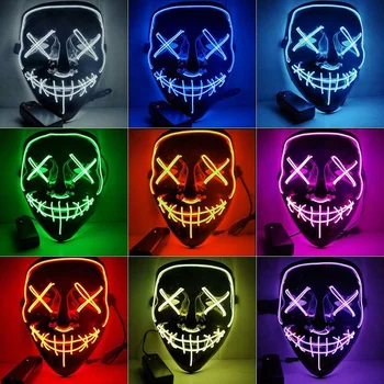 Led Masca Petrecere De Halloween Masca Mascaradă Măști Neon Maske Lumina Să Strălucească În Întuneric Rimel Groază Maska Stralucitoare Masker