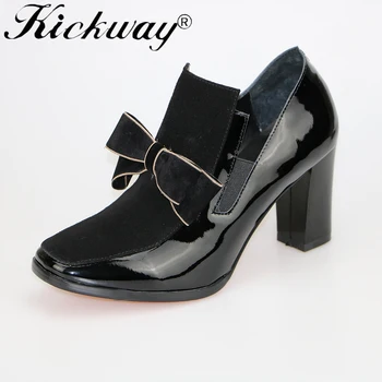 Kickway Plus dimensiune 34-44 Nou FOTO REALE Tocuri inalte Pompe Square toe din Piele Pantofi Femei, Femei Sexy Chaussure Femme