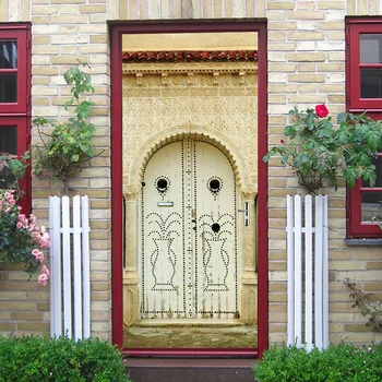 3D Musulman Arab de Cultură Autocolante Ușă Veche de Renovare Living, Dormitor cu Usa Creative Acasă Decorare Autocolant Perete Amovibil