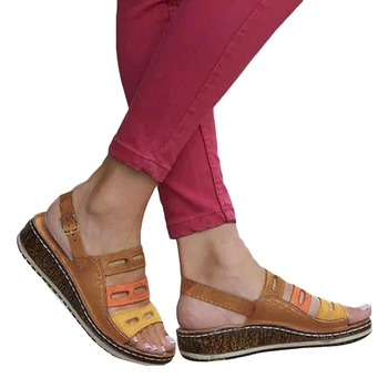Sandale de vara Femei Plat Domnisoare din Piele PU Pene Pantofi Sandale Casual Flip Flop Femme Sandale cu Platforma 2020 Dropshipping