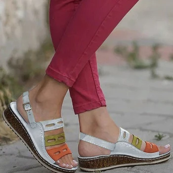Sandale de vara Femei Plat Domnisoare din Piele PU Pene Pantofi Sandale Casual Flip Flop Femme Sandale cu Platforma 2020 Dropshipping