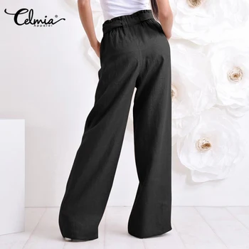 Moda Pantaloni Largi Picior Pantaloni pentru Femei Celmia 2021 Toamna Înaltă Talie Elastic Pantalon Femme Casual Vrac Solid Munca Palazzo 5XL