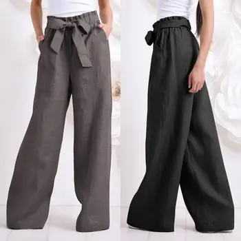 Moda Pantaloni Largi Picior Pantaloni pentru Femei Celmia 2021 Toamna Înaltă Talie Elastic Pantalon Femme Casual Vrac Solid Munca Palazzo 5XL