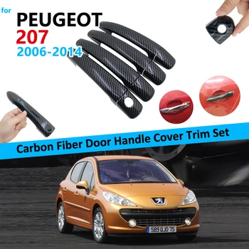 Fibra de Carbon Mânerul Ușii Capacului Ornamental Set pentru Peugeot 207 cc sw 2006~Accesorii Auto Autocolante 2013 2012 2011 2009 2008 2007