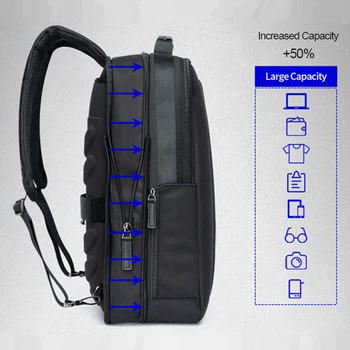 BOPAI Rucsac Barbati Mări de Încărcare USB Laptop Backpacking 15.6 Inch Capacitate Mare Anti-Theft Travel Borsetă pentru Adolescent