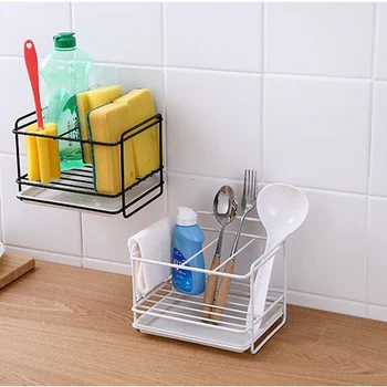 Strat dublu de burete suport chiuveta de bucatarie organizator cu picurator tava mașină de spălat Vase depozitare rack condiment raft de depozitare acasă