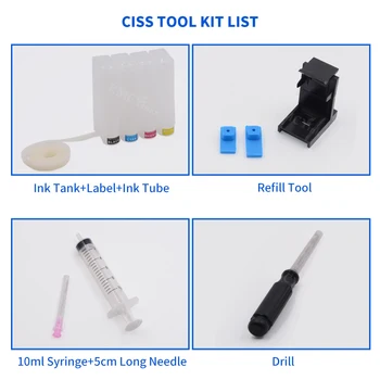 KMCYinks Universal cu 4 culori DIY CISS kit cu accesorii compatibile pentru hp cartuș 122 xl pentru Deskjet 1510 până în 2050 1000 1050