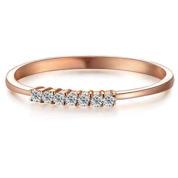 14K Aur roz Rotund Natural Inel de Logodna cu Diamant Trupa de Nunta pentru Femei