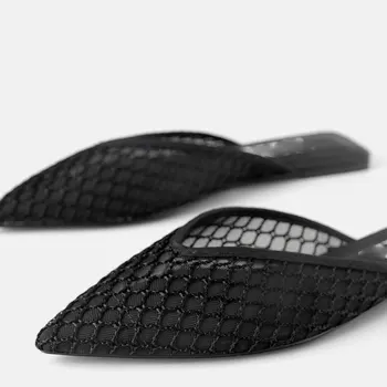 GENSHUO Pantofi Plat 2020 Moda Catâri Pentru Femei ochiurilor de Plasă Subliniat Toe Slip On papuci de Femei Papuci de casa Sandale de Vara pentru Femei Pantofi