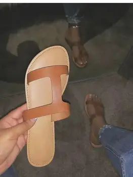 2019 Vara Femei Sandale Alb Negru Slip-On Papuci De Plaja Taie Doamnelor Sandale Plate În Aer Liber, Vacanță Diapozitive 9083