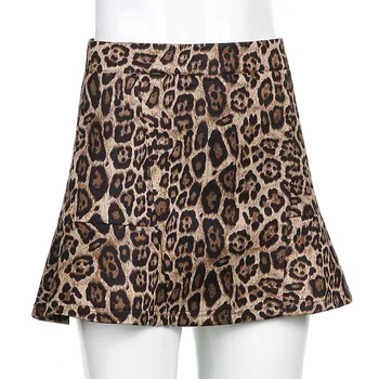 2021 Primăvară Feminin Fusta Leopard Moda Fuste Femei Sirenă Talie Mare Uza Lolita Noapte Sexy Clubwear Casual Fusta Mini
