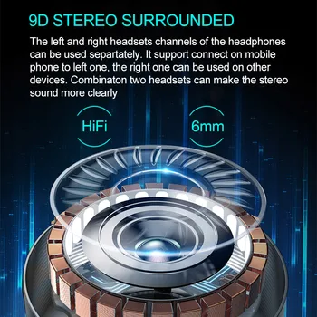 TWS 5.0 Bluetooth 9D Căști Stereo fără Fir Căști CVC de Reducere a Zgomotului Căști Impermeabil Sport Căști cu Microfon Dual