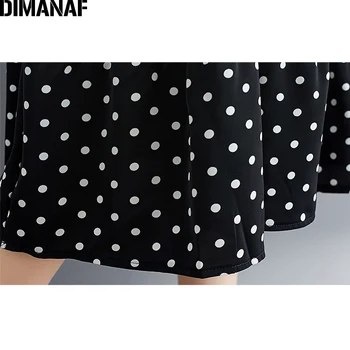 DIMANAF Vara Plus Dimensiunea Rochie de Femei de Îmbrăcăminte de Modă Sundress Liber Print Dot Cutat Îmbinat Bumbac Doamna Vestidos Rochie Neagră