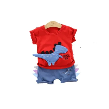 2021 Vara Noi Fierbinte Dinozaur Drăguț Desene animate T-shirt+Pantaloni Copii Baieti Fete Îmbrăcăminte Set 2 buc Moda baietel Fete Haine Cadouri