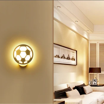 Modern acrilic alb de fotbal lampă de perete LED-uri creative art deco pictat de fotbal lumina de perete pentru dormitor, sufragerie, coridor, culoar