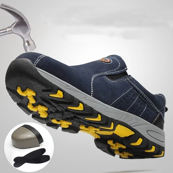 Oamenii De Siguranță Pantofi De Lucru De Moda Respirabil Steel Toe Slip On Casual Pantofi Barbati Asigurarea Forței De Muncă Puncție Dovada Cizme De Sex Masculin