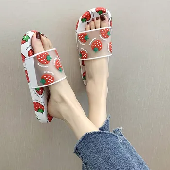 Vara Papuci De Femei Pantofi De Desene Animate De Fructe Capsuni Ananas Piersici Fetele Doamnelor Confortabil Șlapi De Plajă Slide Sandale