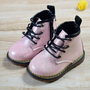AOGT Toamna/Iarna pentru Copii Cizme din Piele PU Fete Baieti Martin Cizme Brand de Moda Copii Baby Cizme Impermeabile Cizme de Cauciuc, Pantofi