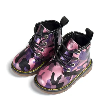 AOGT Toamna/Iarna pentru Copii Cizme din Piele PU Fete Baieti Martin Cizme Brand de Moda Copii Baby Cizme Impermeabile Cizme de Cauciuc, Pantofi