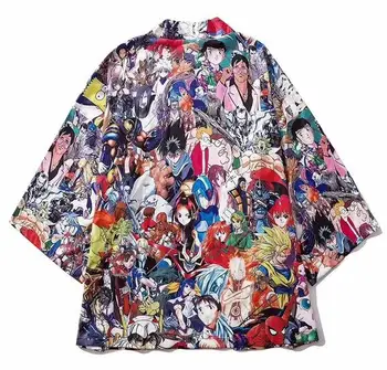 Noutate De Imprimare Bărbați Kimono Cardigan Vara Japoneze Yukata Casual Îmbrăcăminte De Sex Masculin Japonia Harajuku Haine Anime Cosplay Streetwear