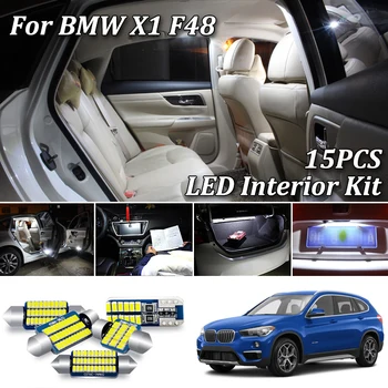 15buc Alb Canbus fara Eroare led-uri Auto de interior lumini Pachet Kit pentru BMW X1 F48 led-uri de iluminare interioară Lampă de Kit