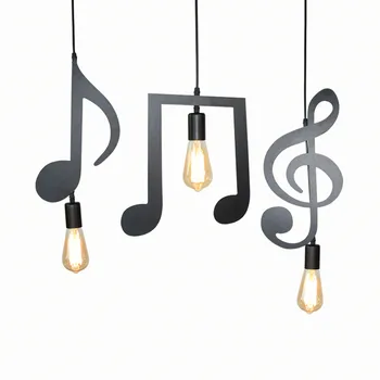 Nota muzicala Pandantiv Lumina Acasă Dormitor Curba Droplight Bar Agățat Lampă cu LED-uri
