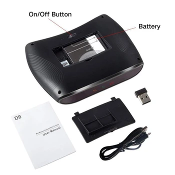 D8 Pro Bluetooth 2.4 G Wireless Handheld Tastatură 7 Culori De Fundal Modul Dual Engleză Rusă Portabil Grif