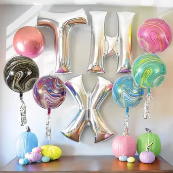 5X 22 Inch de Mare Agat Baloane Folie 4D Rotund Sfera Mylar Pastelate Marmură Balon pentru Copii de Duș Nunta Petrecere de Ziua Decor