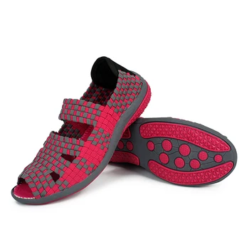 EOFK Femei Sandale Țesute Manual Pantofi Plat Doamna de Moda de Vara Respirabil Slip-On Casual Colorate Femeie Încălțăminte