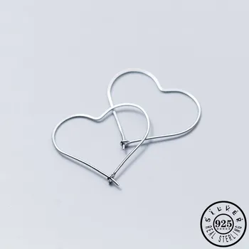Trendy Argint 925 Inima Mare Forma Hoop Cercei Piercing Drăguț cercei Cercei de Craciun Bijuterii Cadouri pentru Femei