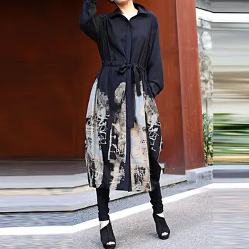 XITAO Model de Imprimare Bandaj Bluza de Moda Noua, Femeilor Buzunar 2020 Toamna Minoritate Complet Maneca Elegant Plisata Tricou Vrac DZL1616