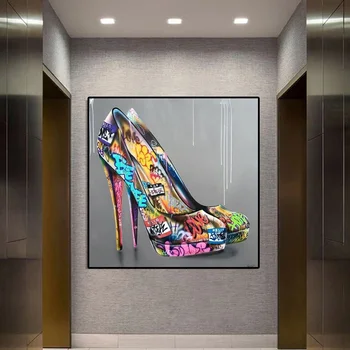 Dulce de Arta Graffiti Pantofi cu Tocuri de Ulei Tablouri Canvas Wall Art Postere, Printuri Poze de Perete pentru Camera de zi de Perete Acasă Cuadros