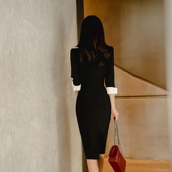 Femei de moda new sosire înaltă calitate Slim rochie formale primăvară confortabil elegant mozaic negru birou doamnă în rochie de creion