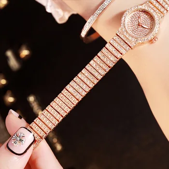 Cristal de lux pentru Femei Ceasuri a Crescut de Aur de Argint din Oțel Curea Ceas de Moda Înstelat Diamant Doamnelor Cuarț Ceas relogio feminino