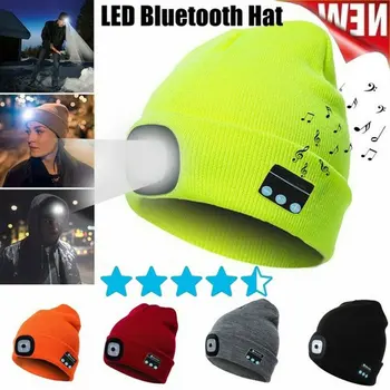 Iarna Beanie Hat Wireless Inteligent Cap Căști setul cu Cască cu LED-uri de Lumină Handfree Muzica Căști Căști pentru Cadou