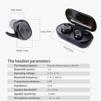 TWS Pavilioane Wireless Bluetooth Mini 5.0 Binaurale Căști Pentru Xiaomi, Huawei Mobile iphone Stereo setul cu Cască căști Headfree
