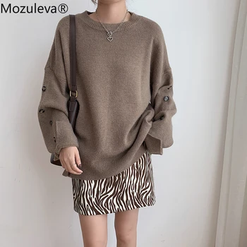 Mozuleva 2020 Birou Doamnă O-Gât Femeii Pulover Tricotate Regulat Butonul Solid Pulovere pentru Femei Toamna Femei, Haine