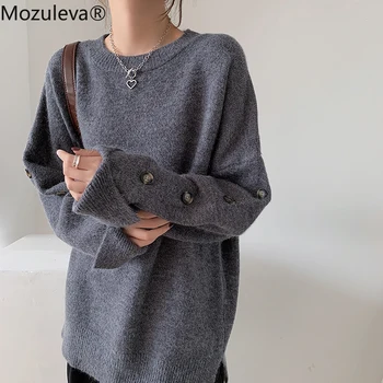 Mozuleva 2020 Birou Doamnă O-Gât Femeii Pulover Tricotate Regulat Butonul Solid Pulovere pentru Femei Toamna Femei, Haine