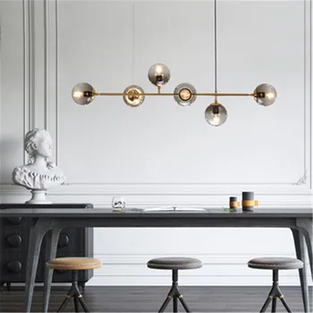 2019 Nou Stil Nordic Designer Benzi Independenți de lumină Restaurant Living Model Candelabru Cameră Bec de Sticlă Tija de Metal Candelabru