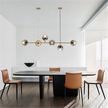 2019 Nou Stil Nordic Designer Benzi Independenți de lumină Restaurant Living Model Candelabru Cameră Bec de Sticlă Tija de Metal Candelabru