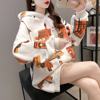 JXMYY 2020 îmbrăcăminte de iarnă versiunea coreeană 350g compozit plus catifea liber gros cu gluga mid-lungime plus dimensiunea pulover femei