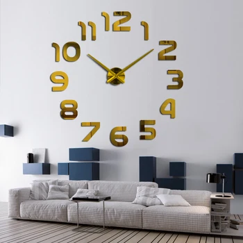 Modern DIY acril oglindă moda ceas de perete 3d mare cuarț ceasuri living decor acasă încă de viață de argint autocolante