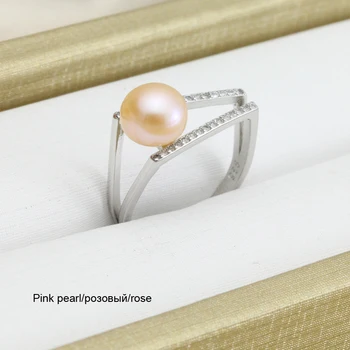 Real, natural negru de apă dulce pearl inel pentru femei,nunta de argint 925 inel reglabil de sex feminin